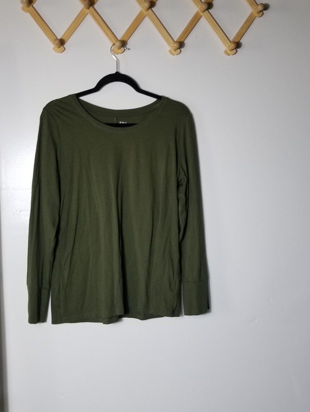 ANA WOMEN'S OLIVE GREEN LONG SLEEVE BLOUSE SIZE LARGE